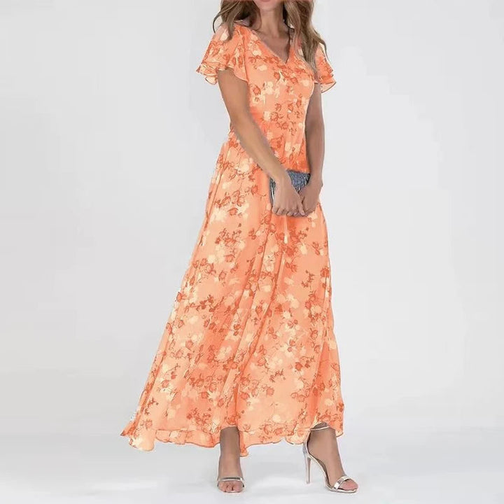 CALORA_ Elegante Midi Jurk Print voor Vrouwen van Viscose