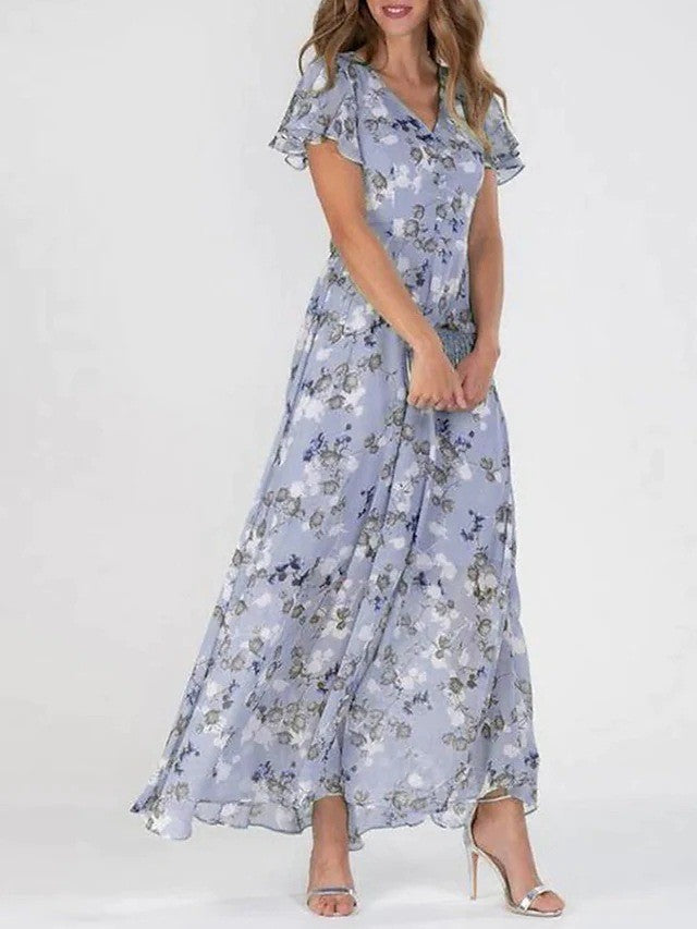 CALORA_ Elegante Midi Jurk Print voor Vrouwen van Viscose