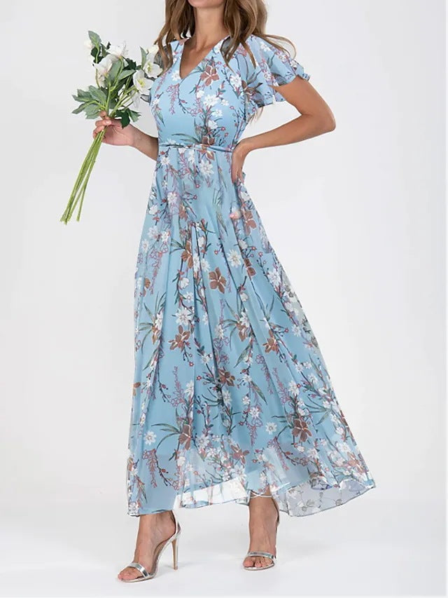 CALORA_ Elegante Midi Jurk Print voor Vrouwen van Viscose