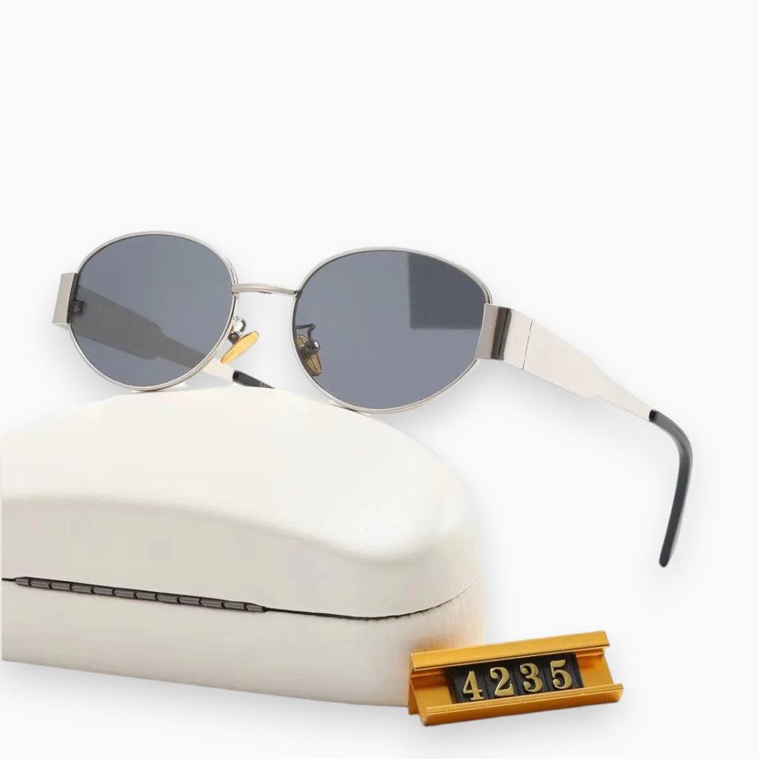 CALORA_ Elegante Ovale Cecilia Luxe Zonnebril in Zwart, Goud en Roségoud