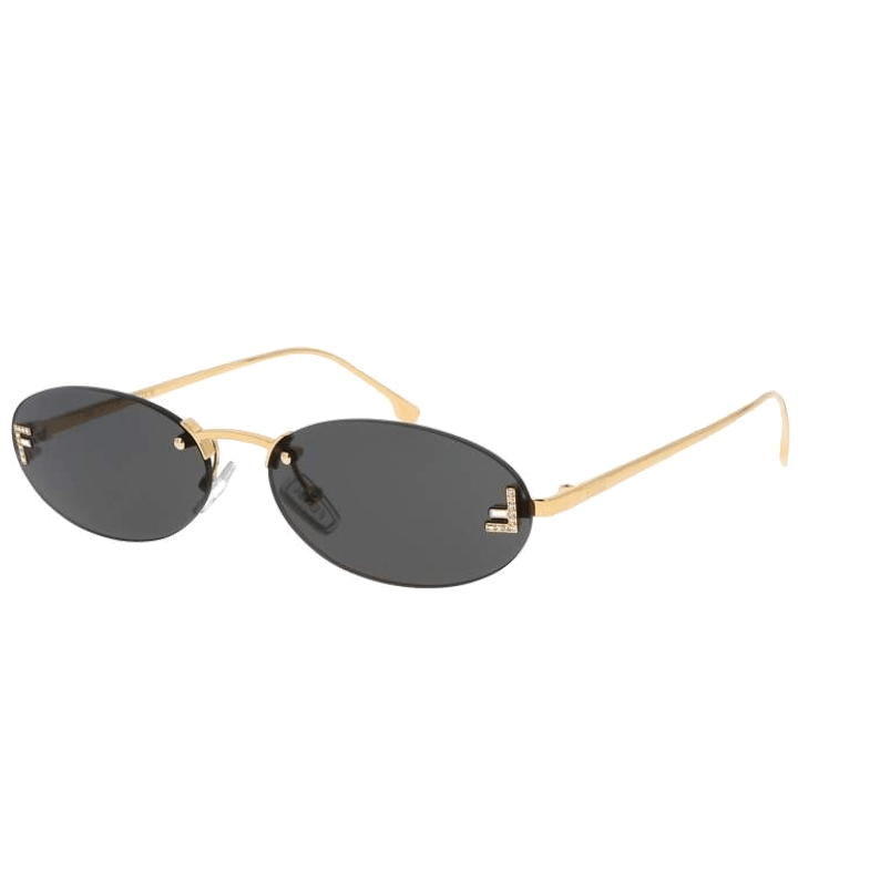 CALORA_ Elegante Ovale Zonnebril met Gouden Accenten en Subtiele Steentjes