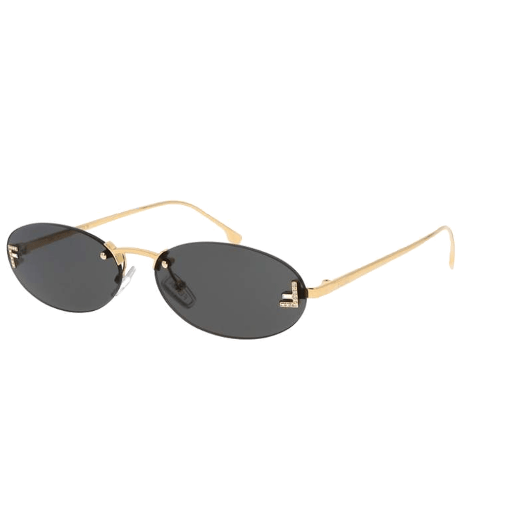CALORA_ Elegante Ovale Zonnebril met Gouden Accenten en Subtiele Steentjes