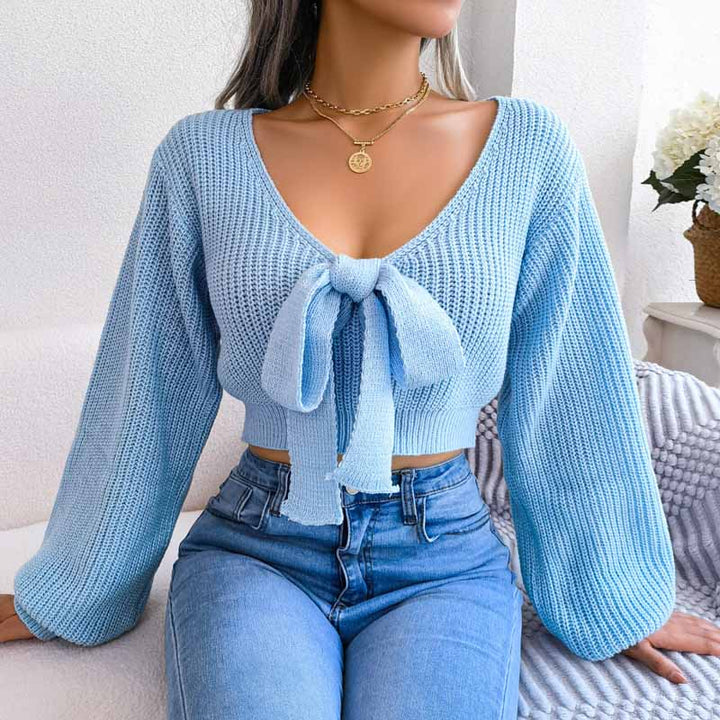 CALORA_ Elegante V-hals strik trui