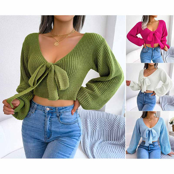 CALORA_ Elegante V-hals strik trui
