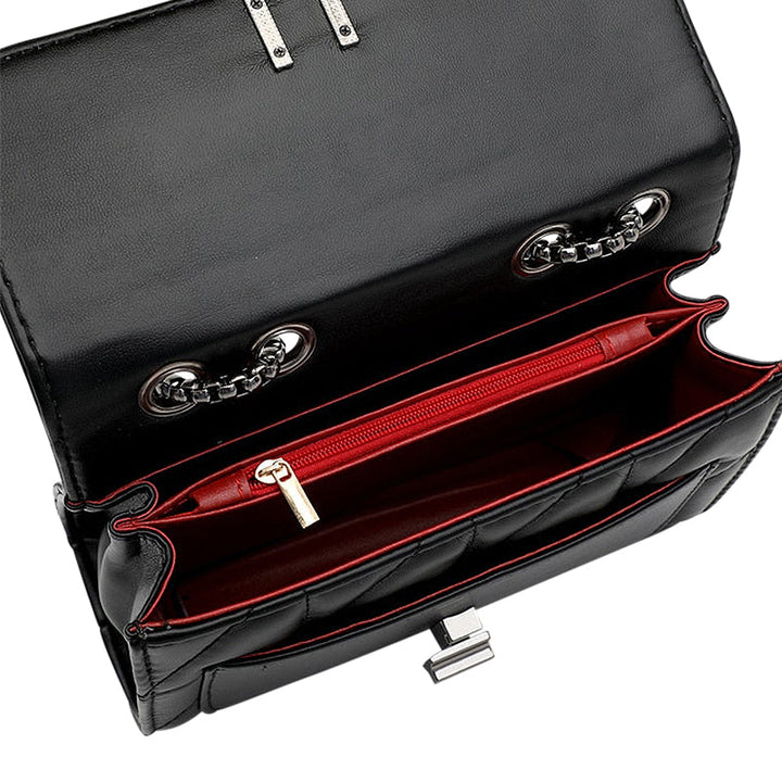 CALORA_ Elegante Vegan Leren Crossbody Tas met Zachte Voering en Zwarte Details