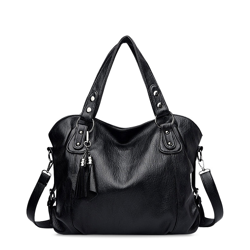 CALORA_ Elegante Vegan Leren Draagtas met Zachte Voering en Zwarte Details
