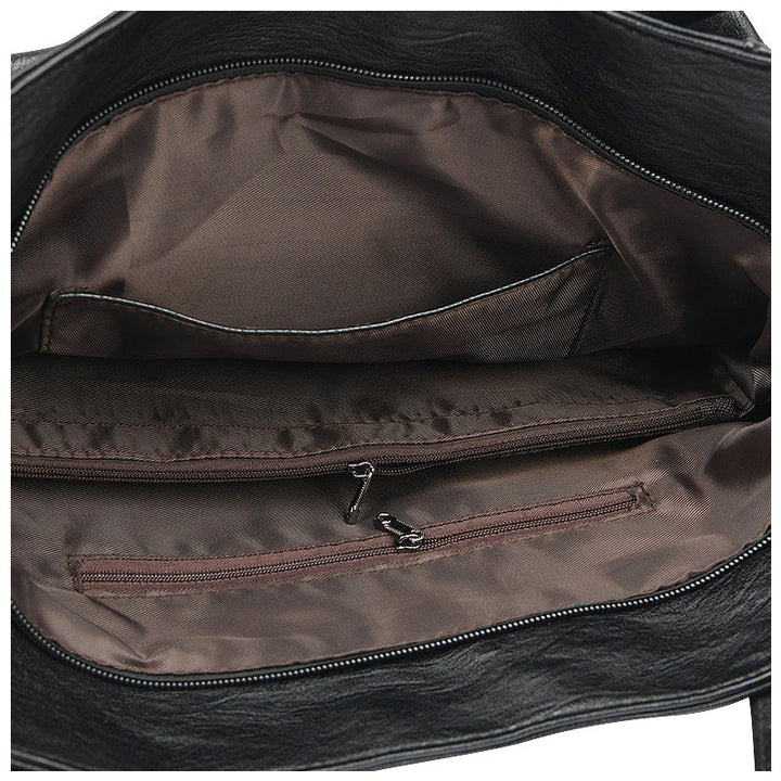 CALORA_ Elegante Vegan Leren Draagtas met Zachte Voering en Zwarte Details