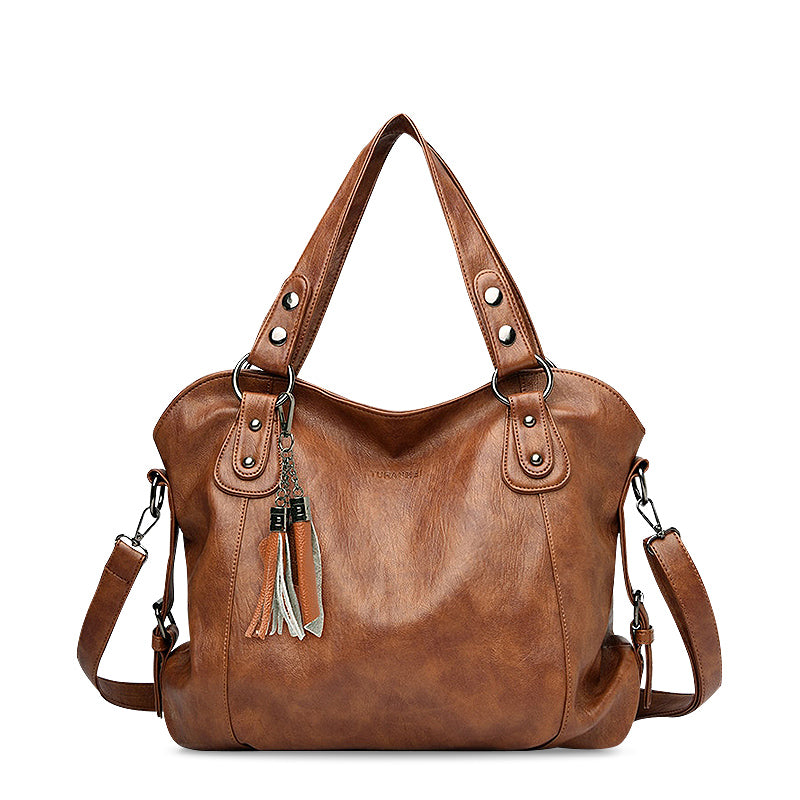CALORA_ Elegante Vegan Leren Draagtas met Zachte Voering en Zwarte Details