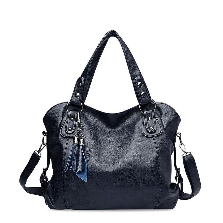 CALORA_ Elegante Vegan Leren Draagtas met Zachte Voering en Zwarte Details