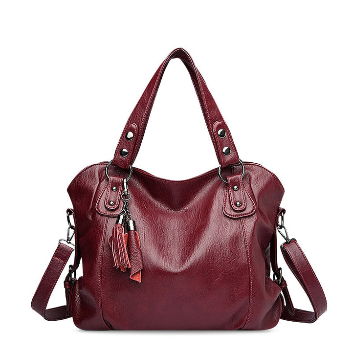 CALORA_ Elegante Vegan Leren Draagtas met Zachte Voering en Zwarte Details