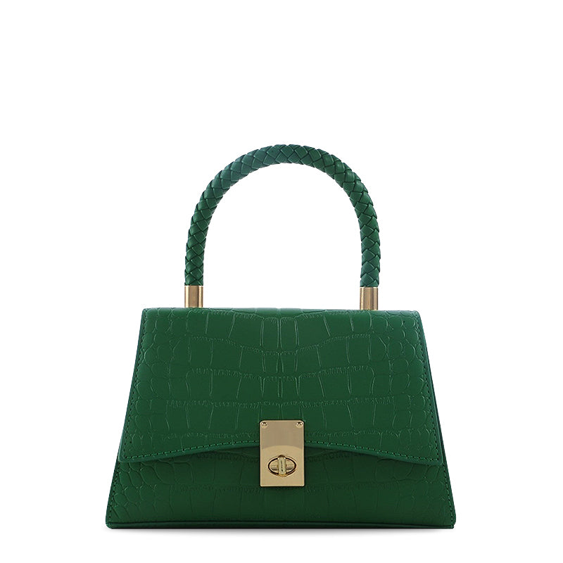 CALORA_ Elegante Vegan Leren Handtas met Goudkleurige Details en Compact Design