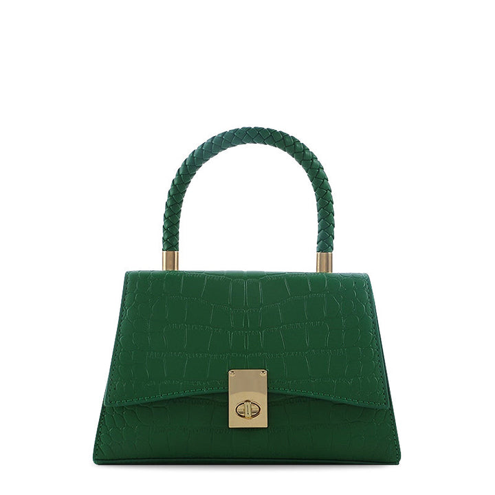 CALORA_ Elegante Vegan Leren Handtas met Goudkleurige Details en Compact Design