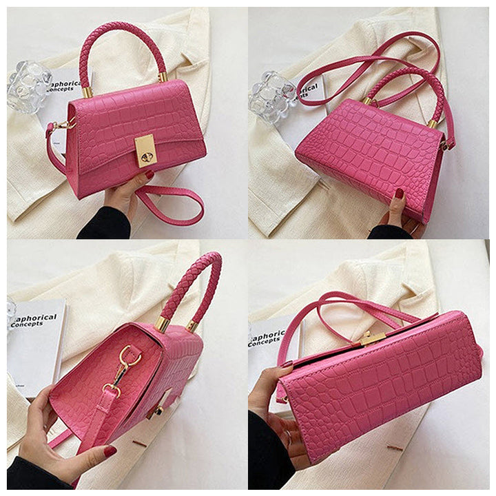 CALORA_ Elegante Vegan Leren Handtas met Goudkleurige Details en Compact Design