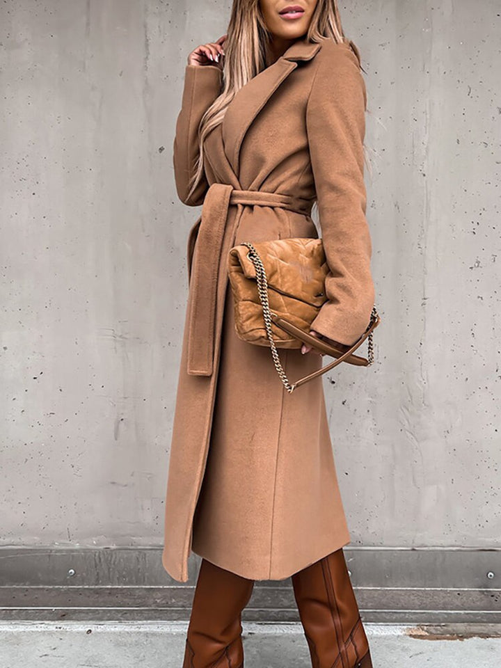 CALORA_ Elegante Wollen Trenchcoat met Riem