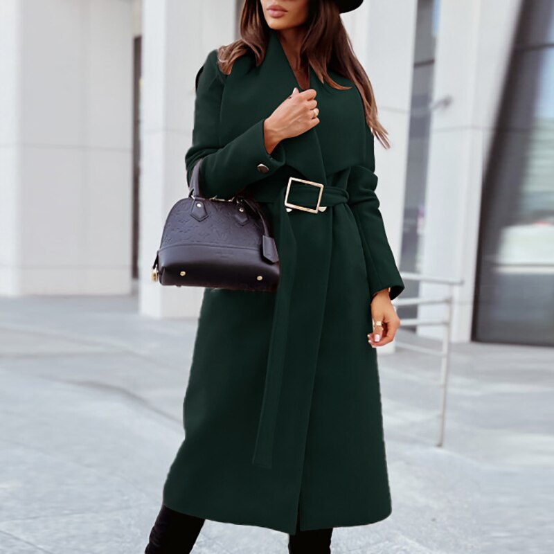 CALORA_ Elegante Wollen Trenchcoat met Riem