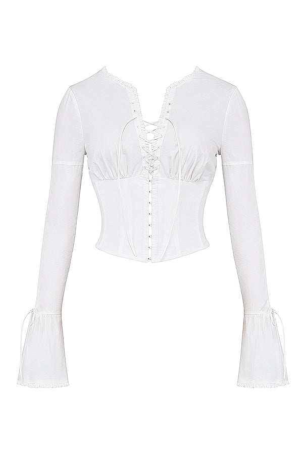 CALORA_ Elegante witte kanten top voor dames van Sorrelina