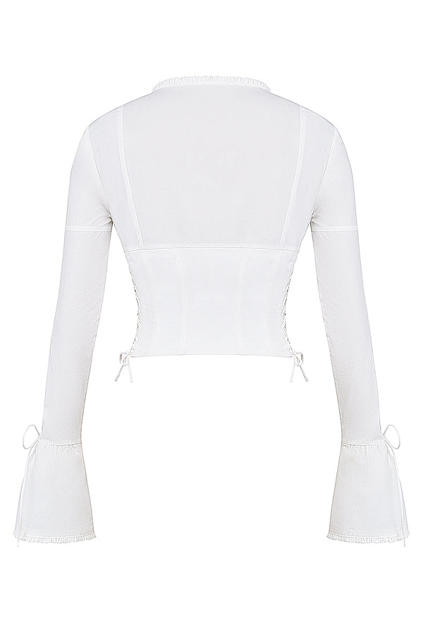 CALORA_ Elegante witte kanten top voor dames van Sorrelina