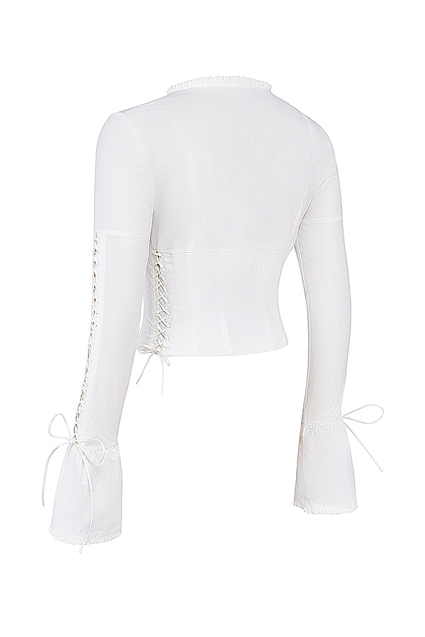 CALORA_ Elegante witte kanten top voor dames van Sorrelina