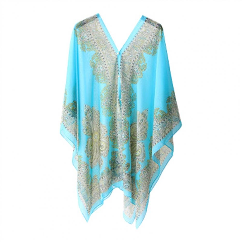 Elliora | Uv - Bescherming Poncho Sjaal - Zee Blauw - #Calora#