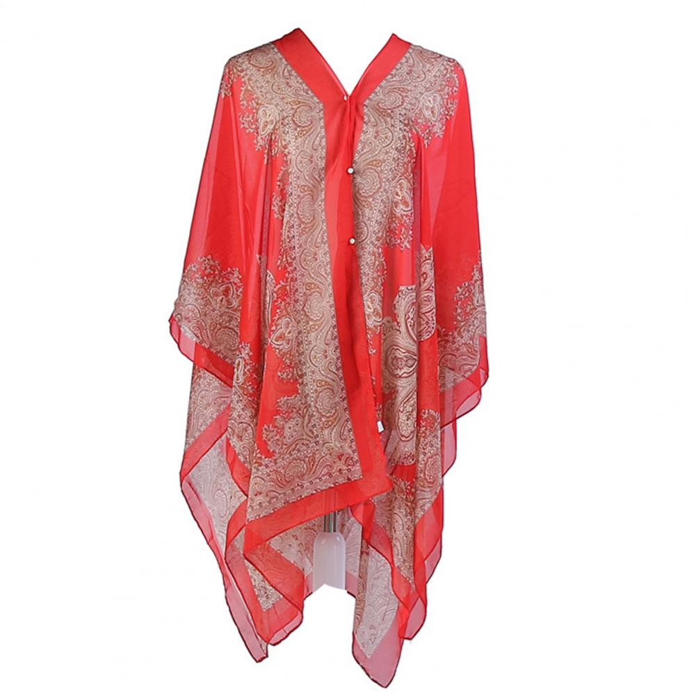Elliora | Uv - Bescherming Poncho Sjaal - Rood - #Calora#