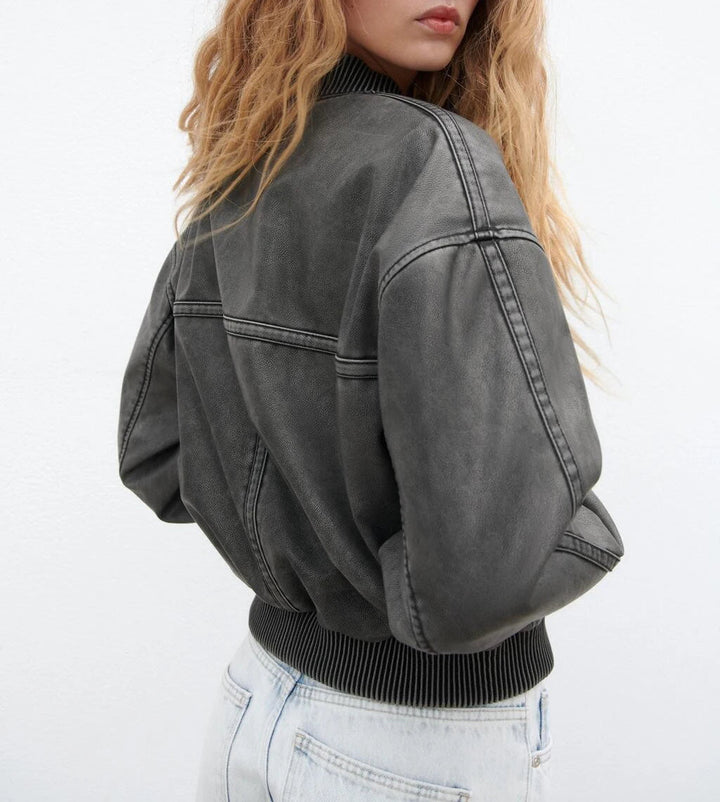 Eloisé | Vintage Leren Bomber Jas - XS - #Calora#