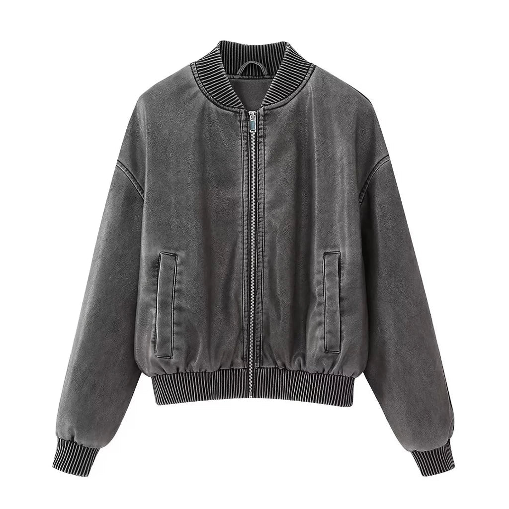 Eloisé | Vintage Leren Bomber Jas - XS - #Calora#