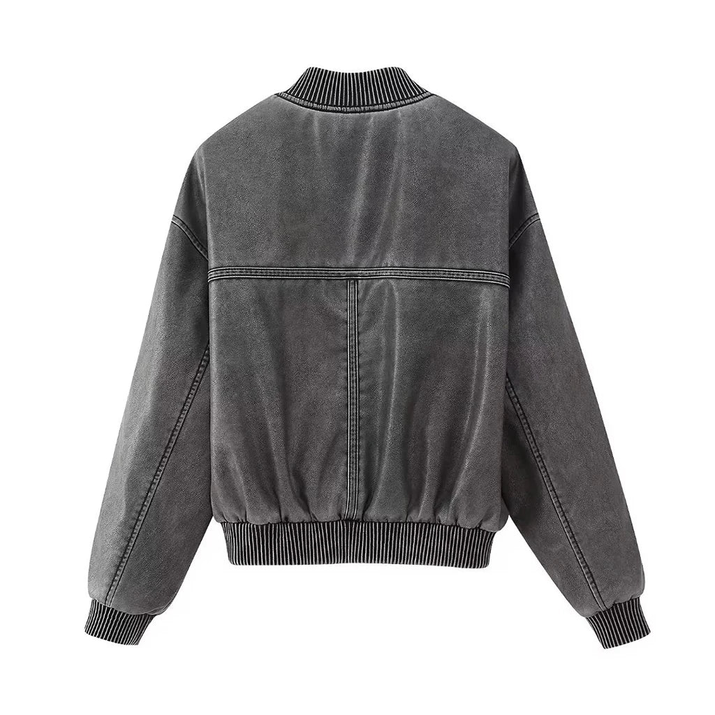 Eloisé | Vintage Leren Bomber Jas - XS - #Calora#