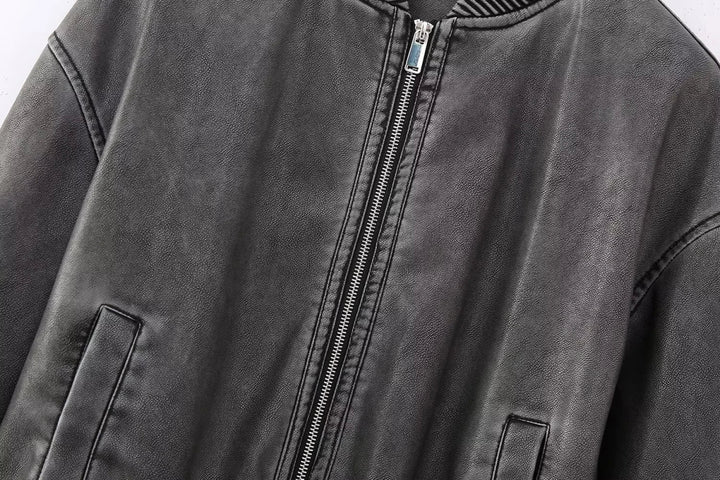 Eloisé | Vintage Leren Bomber Jas - XS - #Calora#