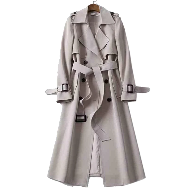 CALORA_ Dames Trenchcoat met Dubbele Rij Knopen en Lange Mouwen