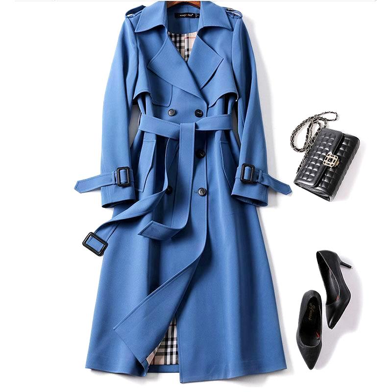 CALORA_ Dames Trenchcoat met Dubbele Rij Knopen en Lange Mouwen