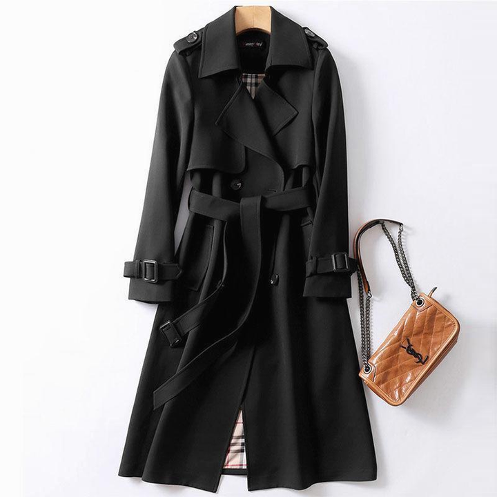 CALORA_ Dames Trenchcoat met Dubbele Rij Knopen en Lange Mouwen