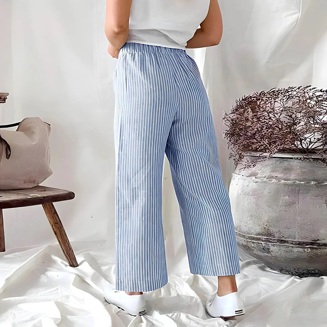 CALORA_ Casual Katoenen Joggingsbroek met Strepen en Ruime Zakken