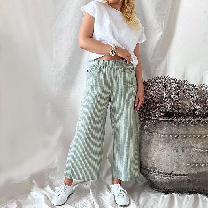 CALORA_ Casual Katoenen Joggingsbroek met Strepen en Ruime Zakken