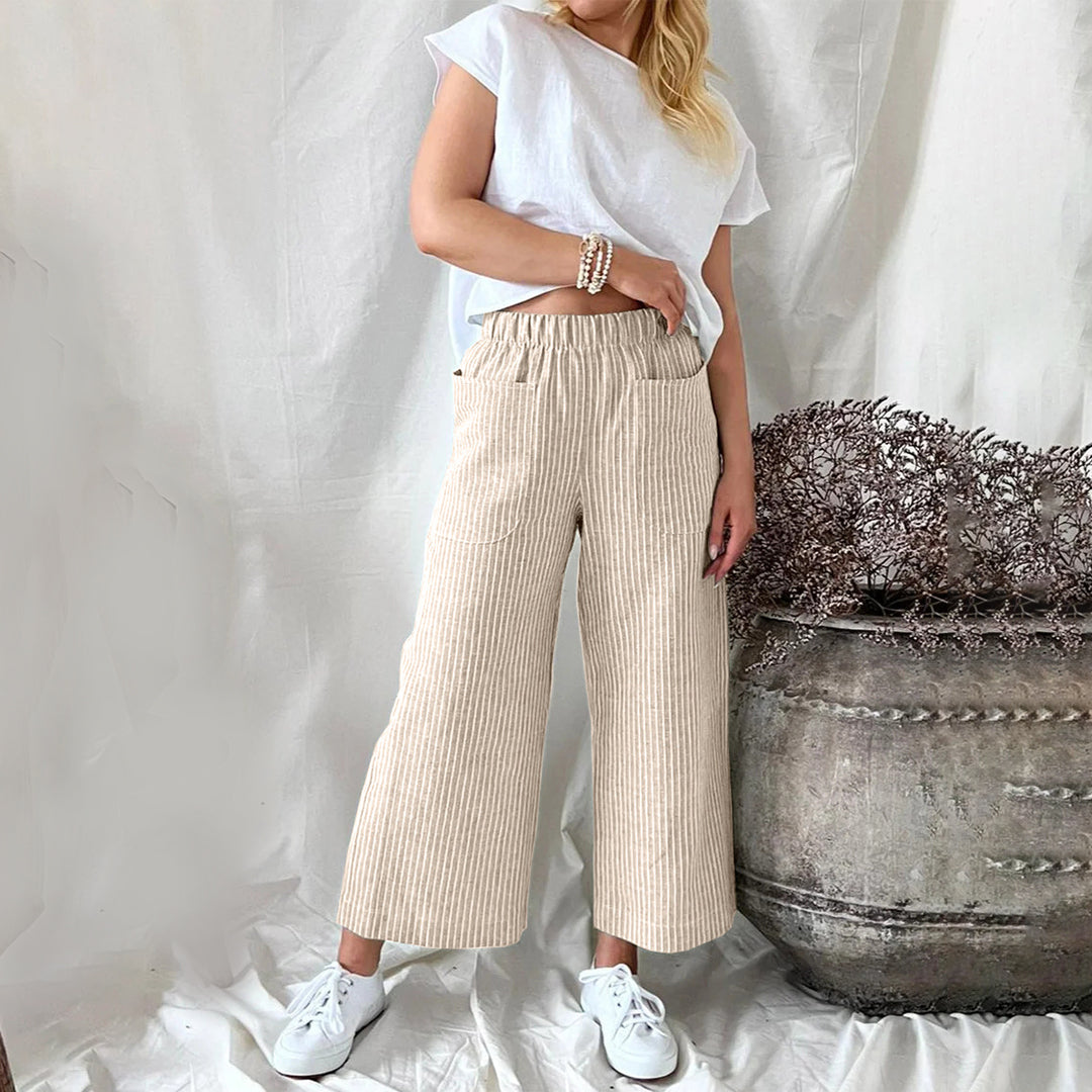 CALORA_ Casual Katoenen Joggingsbroek met Strepen en Ruime Zakken