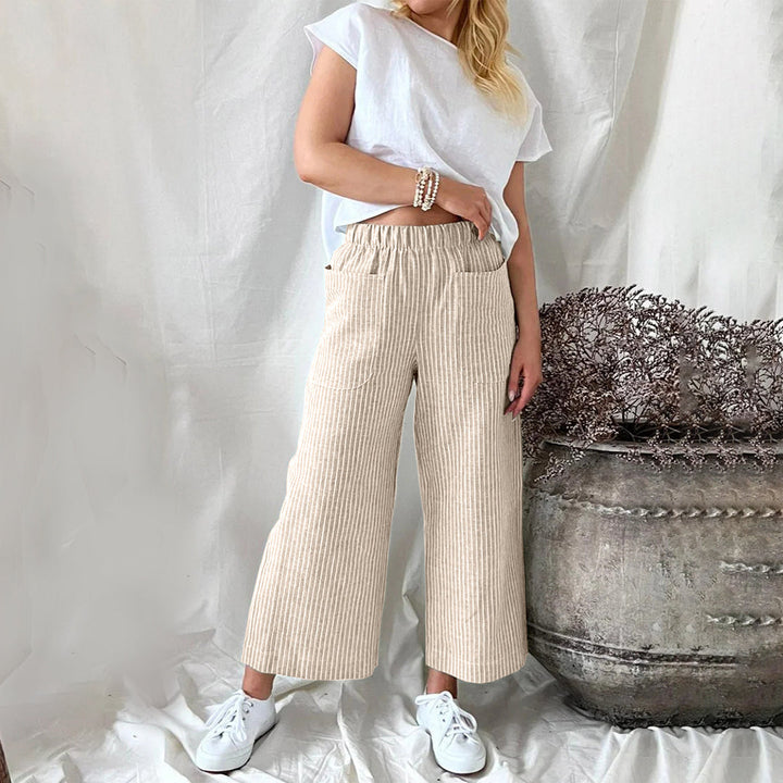 CALORA_ Casual Katoenen Joggingsbroek met Strepen en Ruime Zakken