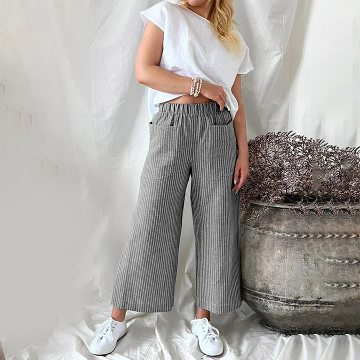 CALORA_ Casual Katoenen Joggingsbroek met Strepen en Ruime Zakken