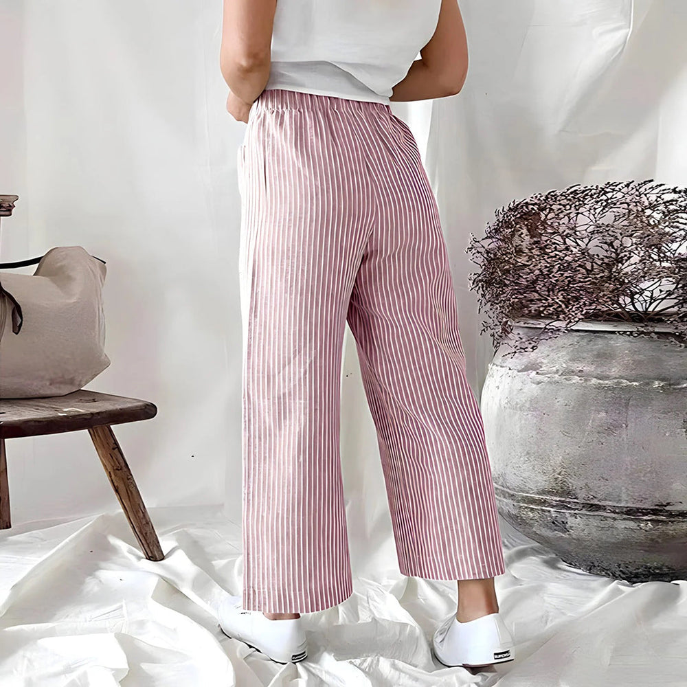 CALORA_ Casual Katoenen Joggingsbroek met Strepen en Ruime Zakken