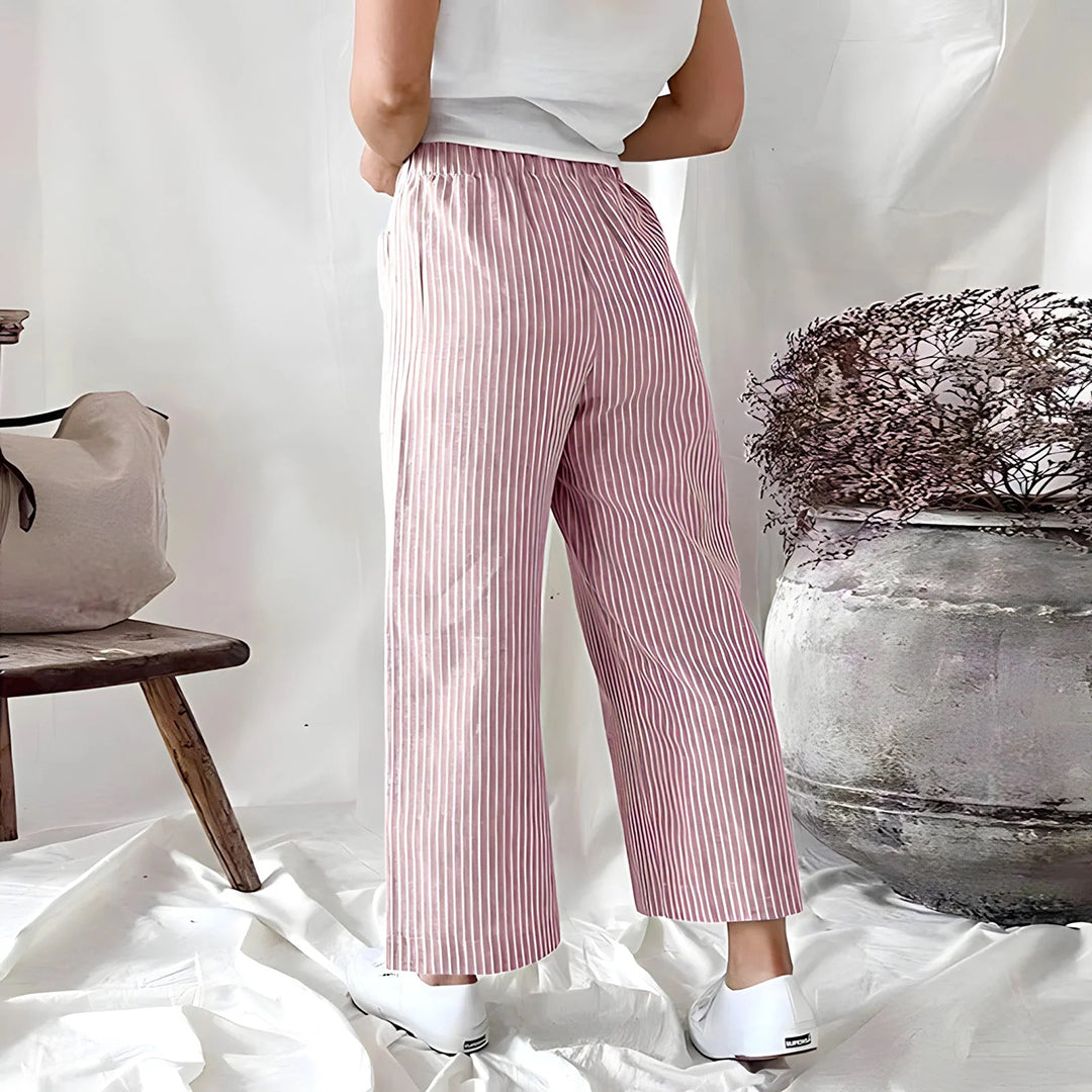 CALORA_ Casual Katoenen Joggingsbroek met Strepen en Ruime Zakken