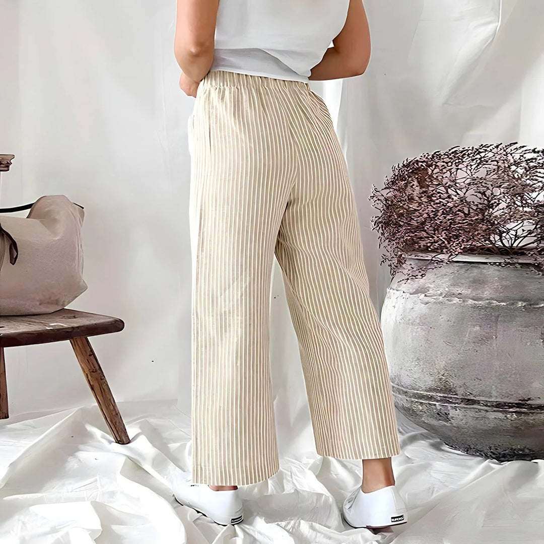 CALORA_ Casual Katoenen Joggingsbroek met Strepen en Ruime Zakken