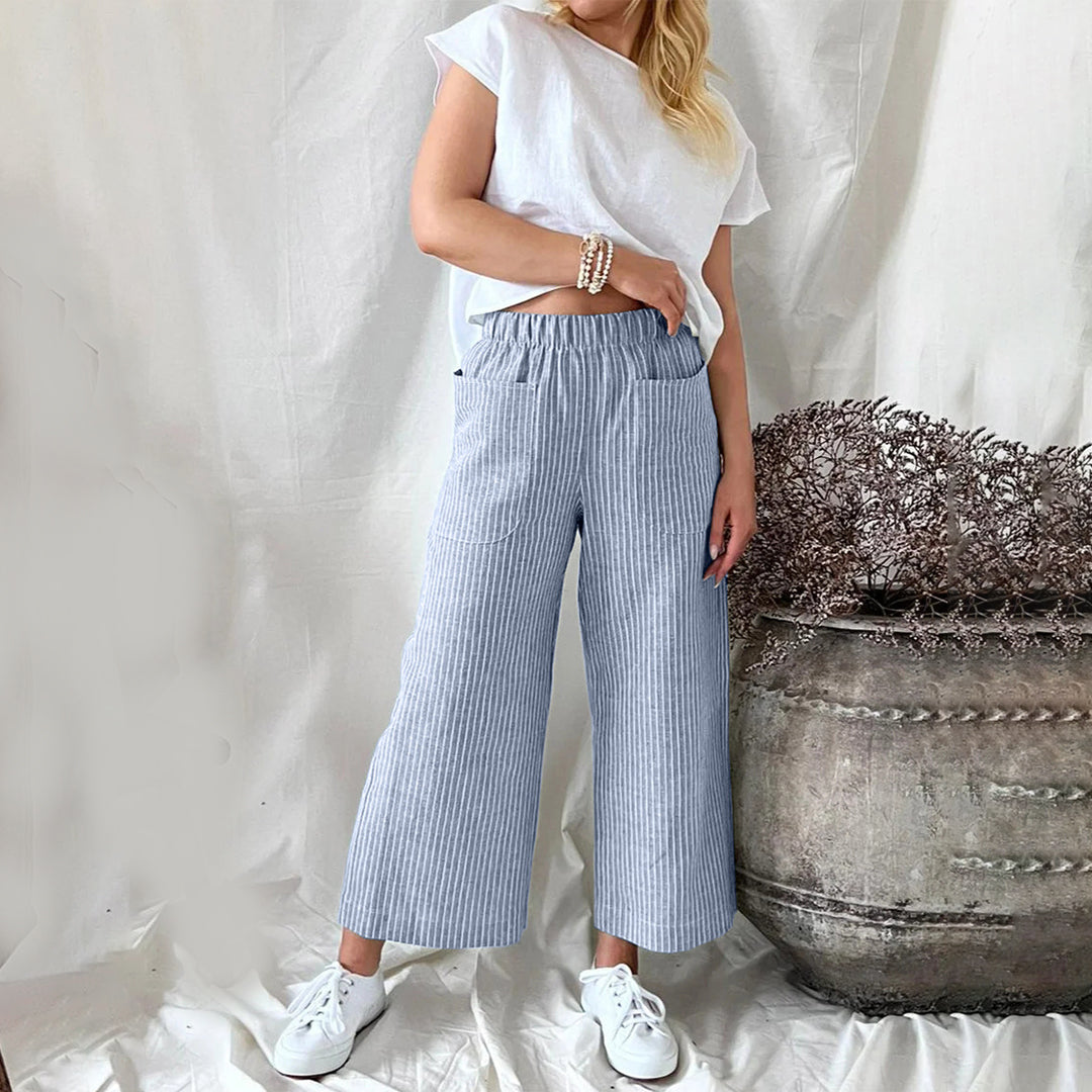 CALORA_ Casual Katoenen Joggingsbroek met Strepen en Ruime Zakken
