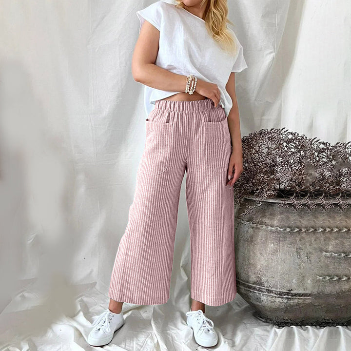 CALORA_ Casual Katoenen Joggingsbroek met Strepen en Ruime Zakken