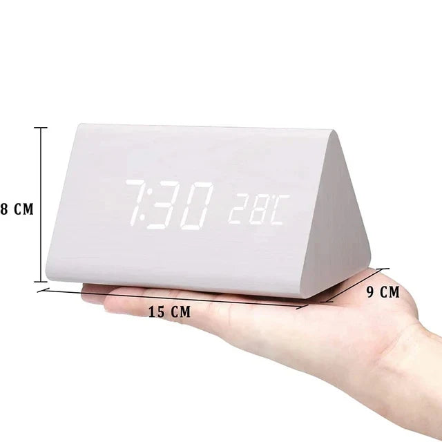 CALORA_ FlokLicht - Minimalistische Houten Wekker met LED Display