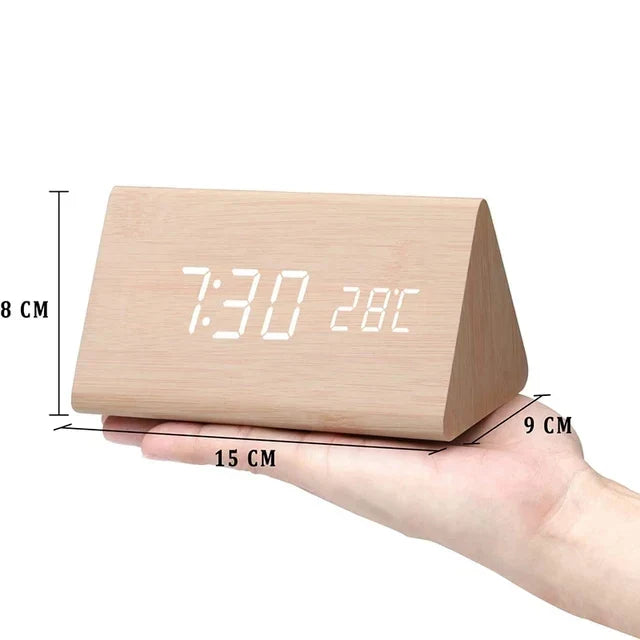 CALORA_ FlokLicht - Minimalistische Houten Wekker met LED Display