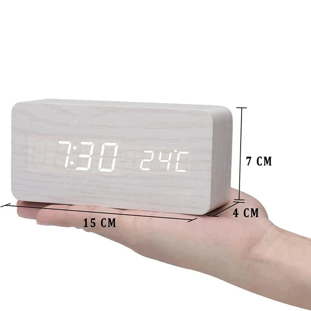 CALORA_ FlokLicht - Minimalistische Houten Wekker met LED Display
