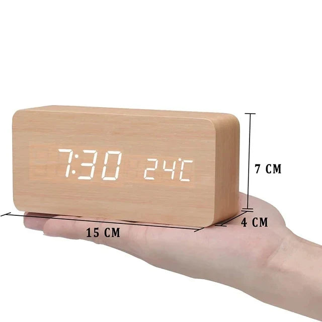 CALORA_ FlokLicht - Minimalistische Houten Wekker met LED Display