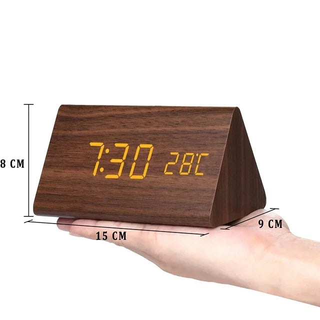 CALORA_ FlokLicht - Minimalistische Houten Wekker met LED Display