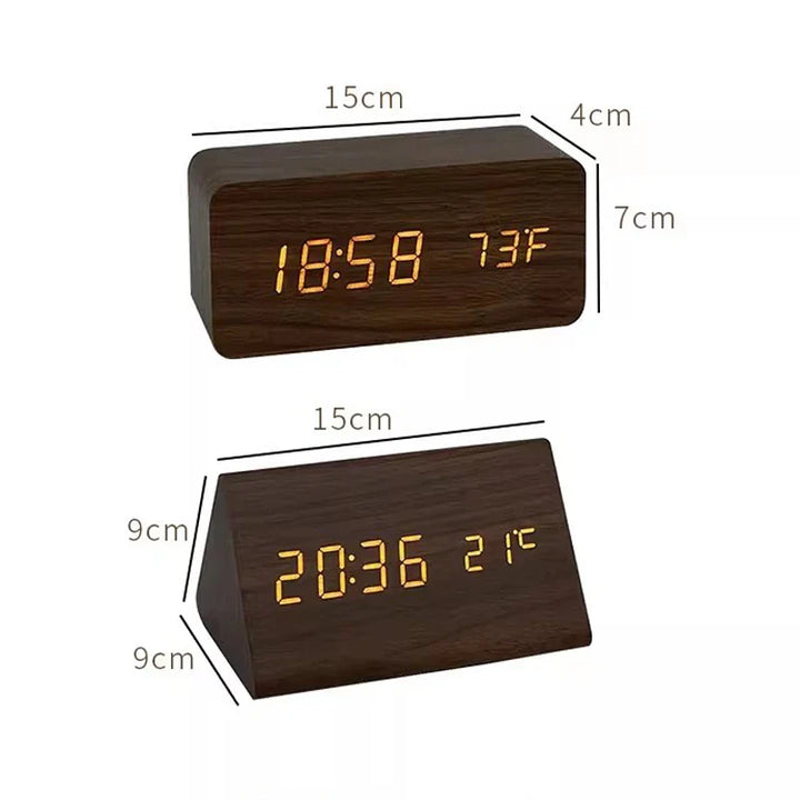 CALORA_ FlokLicht - Minimalistische Houten Wekker met LED Display