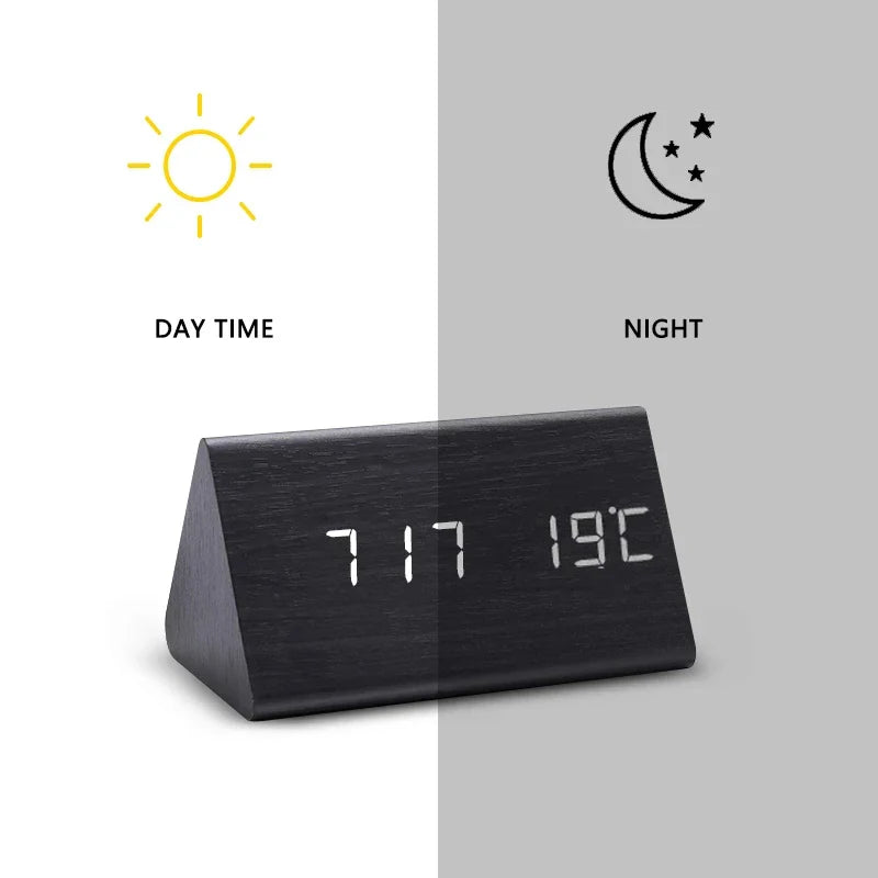 CALORA_ FlokLicht - Minimalistische Houten Wekker met LED Display