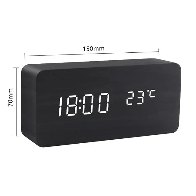 CALORA_ FlokLicht - Minimalistische Houten Wekker met LED Display
