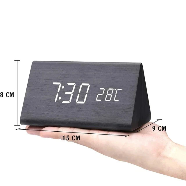 CALORA_ FlokLicht - Minimalistische Houten Wekker met LED Display